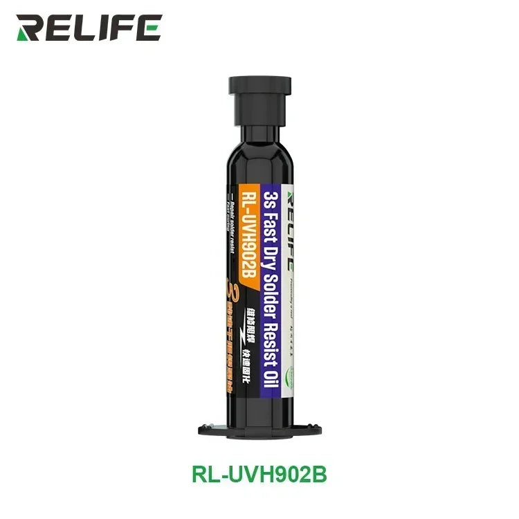 RELIFE RL-UVH902 UV Transparent Curing Solder Mask for Mobile Phone Repair Jumping Wire Quick Dry Curing Welding Paste Flux Oil