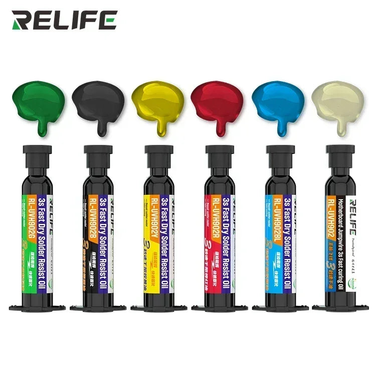 RELIFE RL-UVH902 UV Transparent Curing Solder Mask for Mobile Phone Repair Jumping Wire Quick Dry Curing Welding Paste Flux Oil