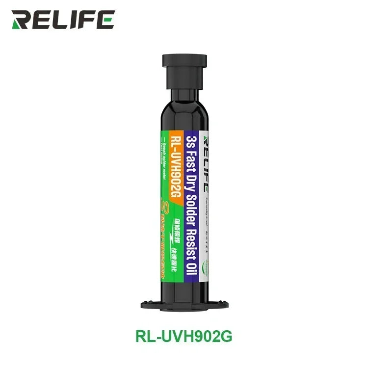 RELIFE RL-UVH902 UV Transparent Curing Solder Mask for Mobile Phone Repair Jumping Wire Quick Dry Curing Welding Paste Flux Oil