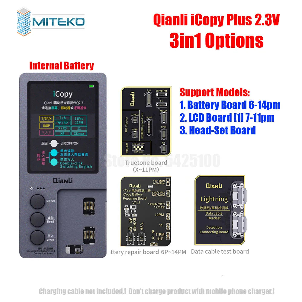 Qianli iCopy Plus 2,3 v 2025 Placa de prueba de batería para 7 8 8P X XR XSMAX 11PM 12 LCD vibrador transferencia programador EEPROM