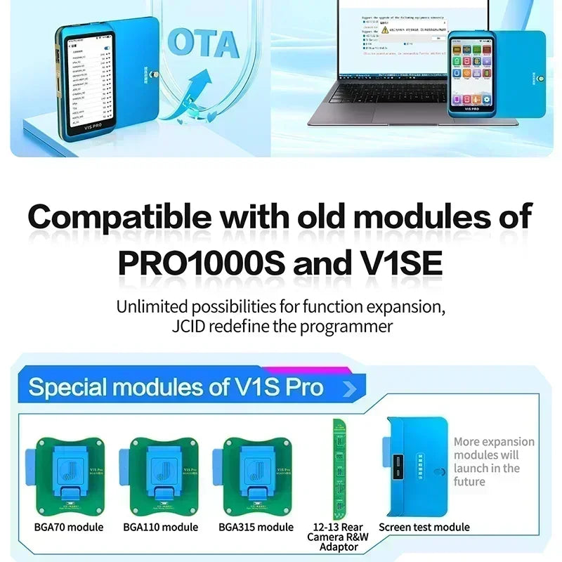 Programador JC V1S PRO BGA315 BGA110 BGA70 para iphone X-15PM iPad DFU pantalla púrpura sin desmontaje desvinculación WiFi lectura escritura SN