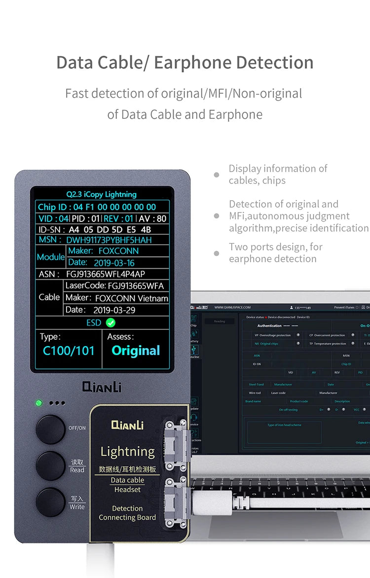 Qianli iCopy Plus 2,3 v 2025 Placa de prueba de batería para 7 8 8P X XR XSMAX 11PM 12 LCD vibrador transferencia programador EEPROM