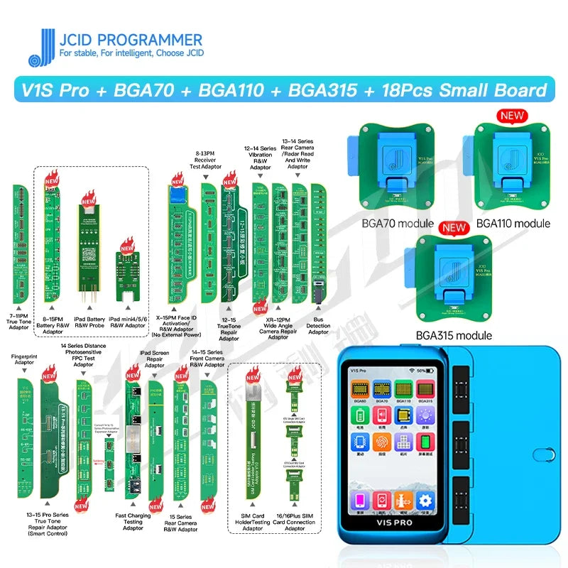 Programador JC V1S PRO BGA315 BGA110 BGA70 para iphone X-15PM iPad DFU pantalla púrpura sin desmontaje desvinculación WiFi lectura escritura SN