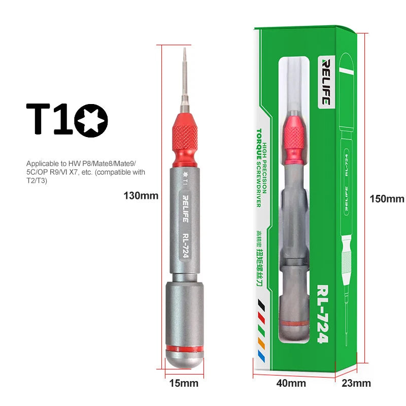 Relife RF-724-destornillador de torsión de alta precisión para iPhone, Huawei, Samsung, reparación de pantalla de teléfono móvil, juego de herramientas de apertura