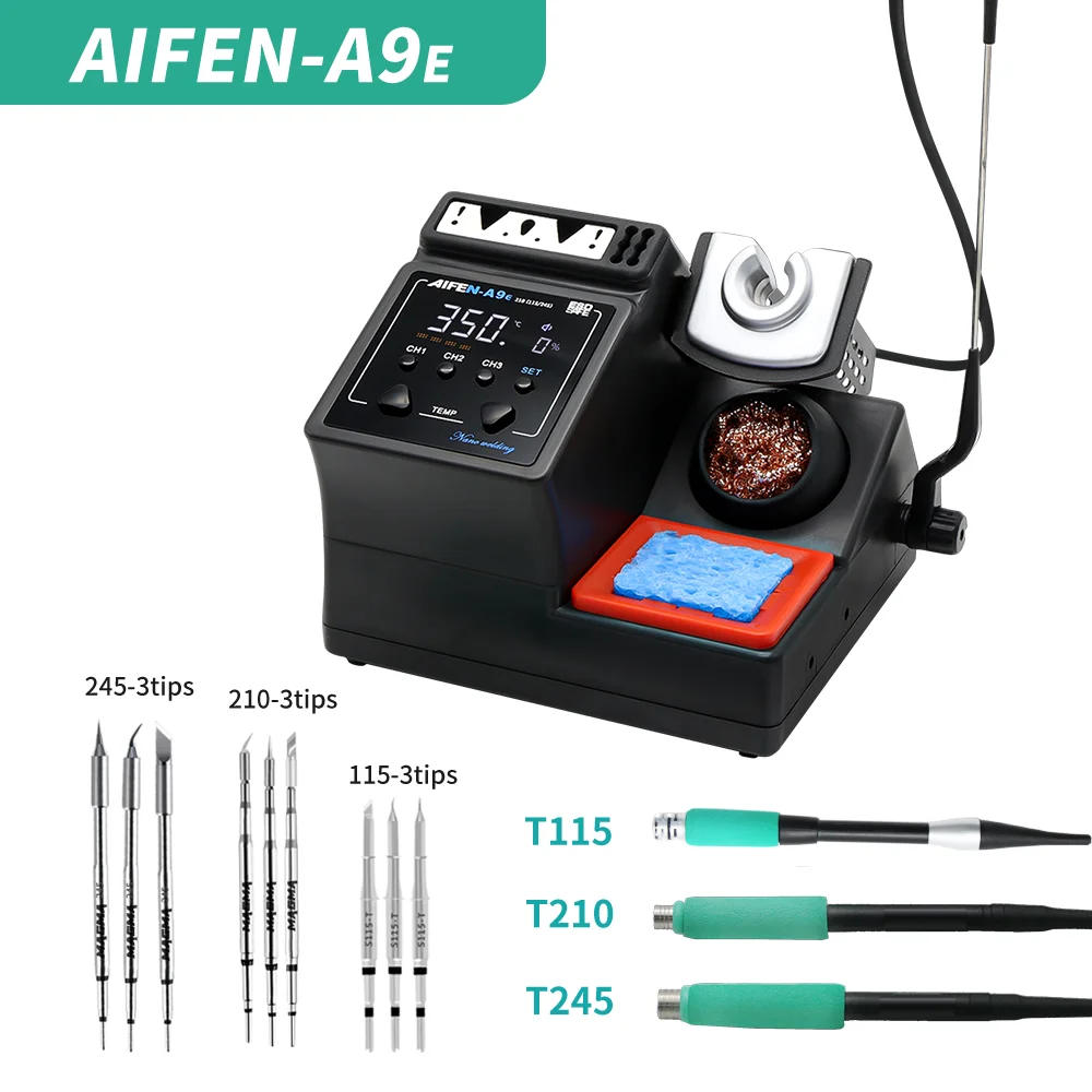 Estación de soldadura AIFEN A9E Compatible con punta de soldador Original 210/245/115 Control de mango Estación de Reparación de soldadura de temperatura