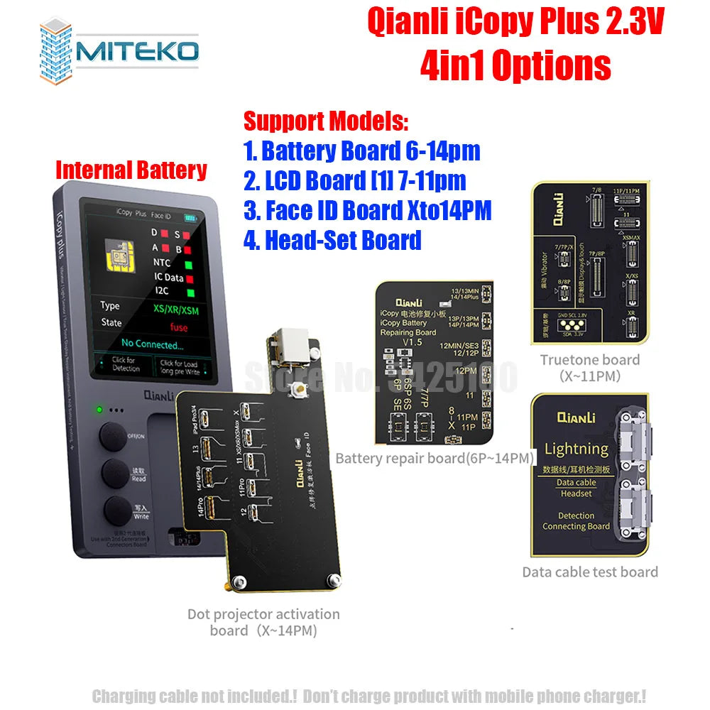 Qianli iCopy Plus 2,3 v 2025 Placa de prueba de batería para 7 8 8P X XR XSMAX 11PM 12 LCD vibrador transferencia programador EEPROM