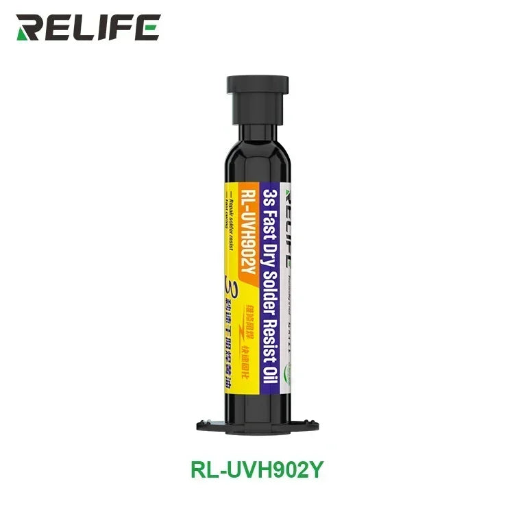 RELIFE RL-UVH902 UV Transparent Curing Solder Mask for Mobile Phone Repair Jumping Wire Quick Dry Curing Welding Paste Flux Oil