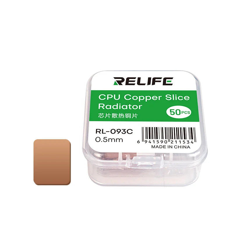 RELIFE RL-093A/B/C 50 Uds hoja de cobre de refrigeración de chip 0,1/0,3/0,5 m múltiples especificaciones se pueden seleccionar disipador de calor de cobre puro