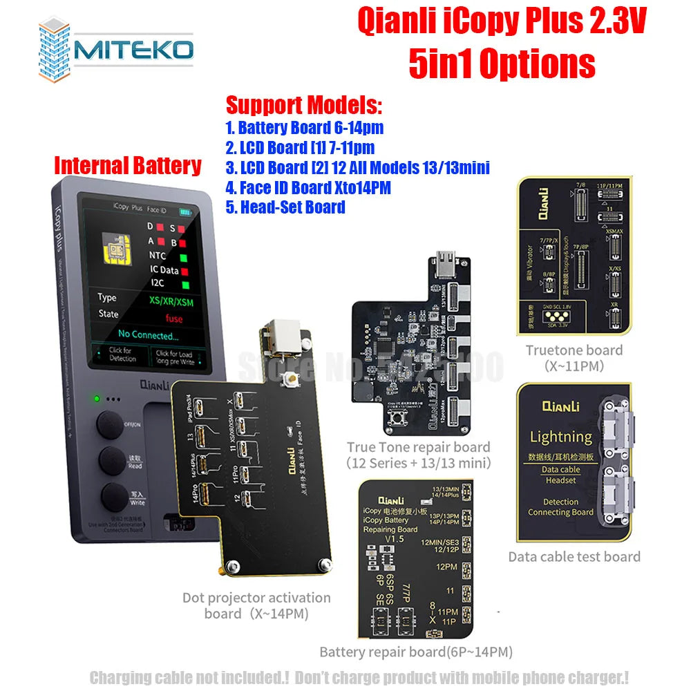 Qianli iCopy Plus 2,3 v 2025 Placa de prueba de batería para 7 8 8P X XR XSMAX 11PM 12 LCD vibrador transferencia programador EEPROM