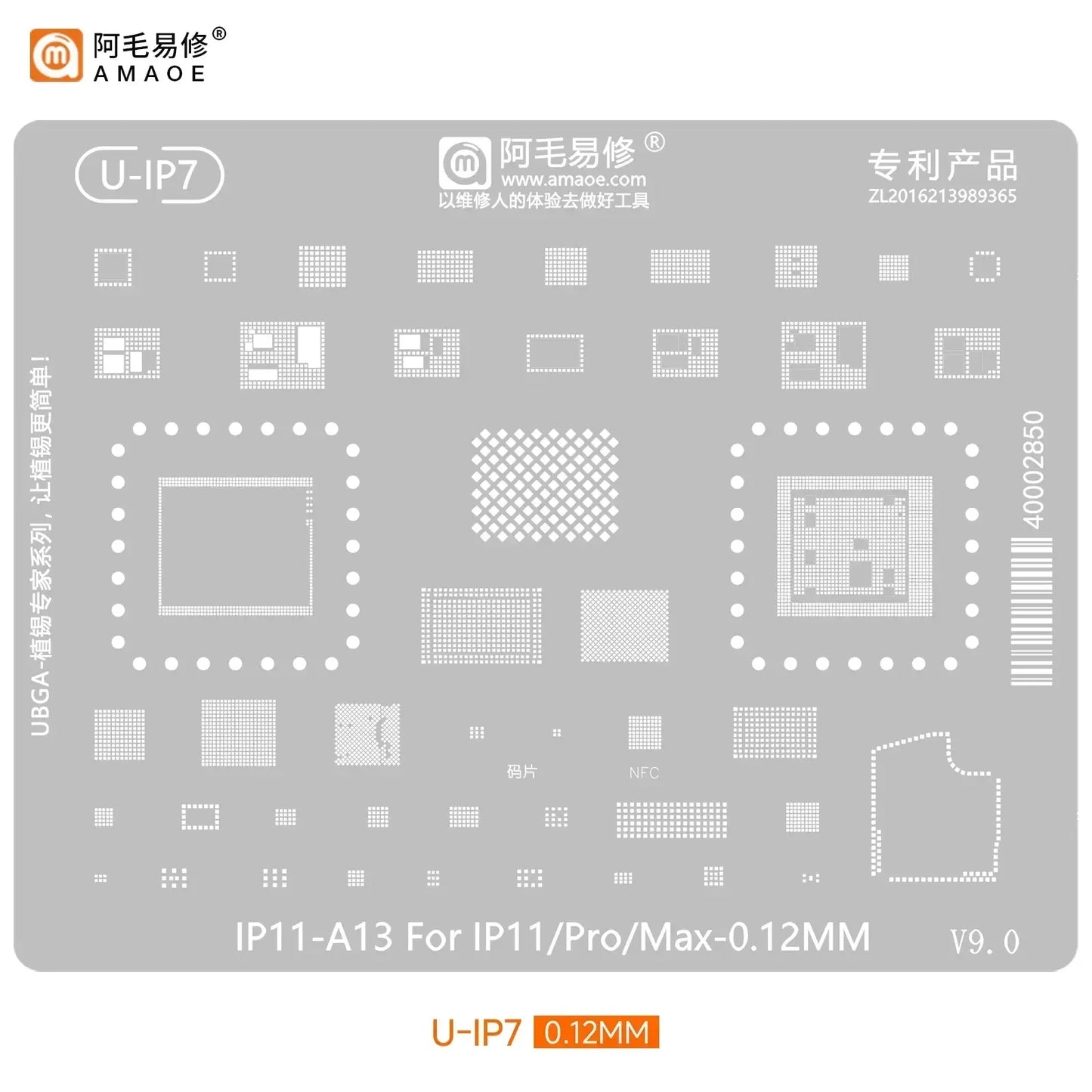 Plantilla de Reballing BGA negra QIANLI MEGA-IDEA, red Universal multifunción para iPhone 6-15 Pro Max, herramientas de malla de acero de estaño para plantar