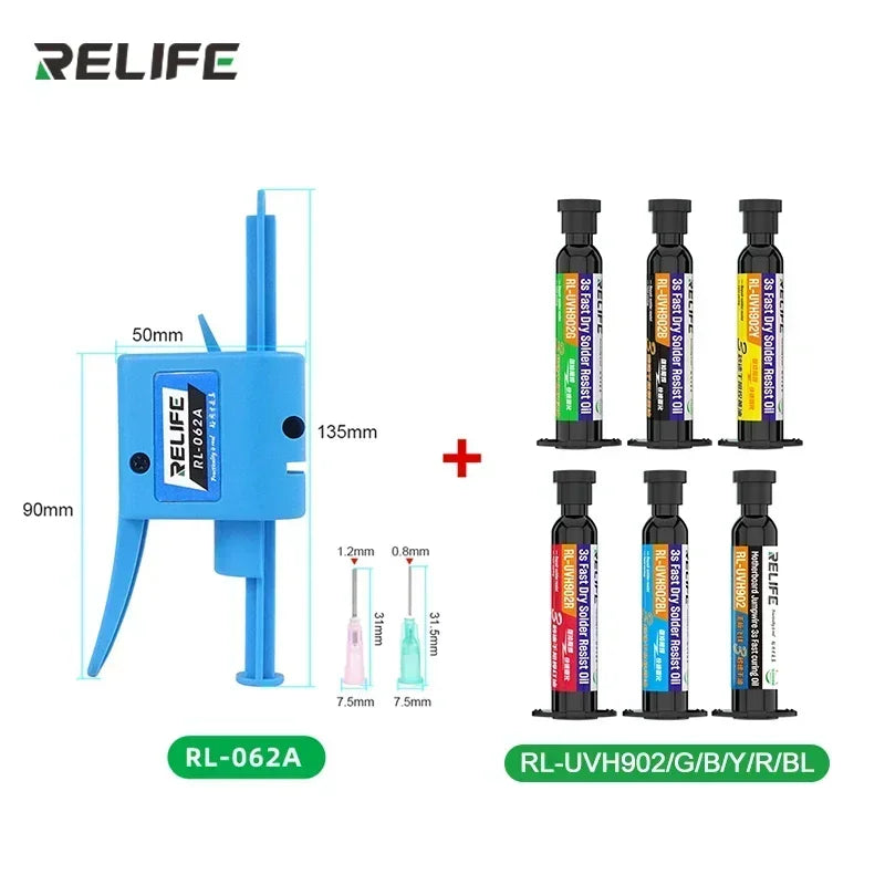 RELIFE RL-UVH902 UV Transparent Curing Solder Mask for Mobile Phone Repair Jumping Wire Quick Dry Curing Welding Paste Flux Oil