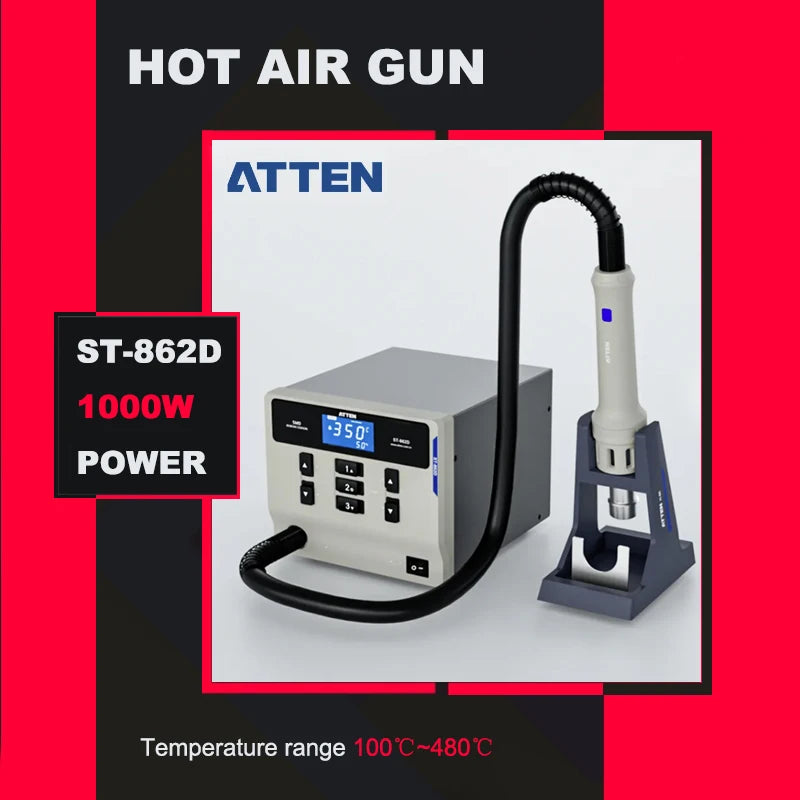 ATTEN ST-862D Hot Air Gun Soldering Station Lead-free Intelligent Digital Display 1000W Rework Station For Phone PCB Chip Repair