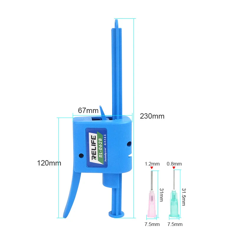 RELIFE RL-062A RL-062B RL-062C juego de refuerzo de aguja de pegamento Manual para jeringa de 10CC pasta de soldadura de aceite herramienta de propulsión de flujo