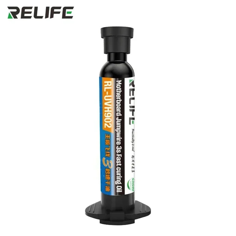 RELIFE RL-UVH902 UV Transparent Curing Solder Mask for Mobile Phone Repair Jumping Wire Quick Dry Curing Welding Paste Flux Oil