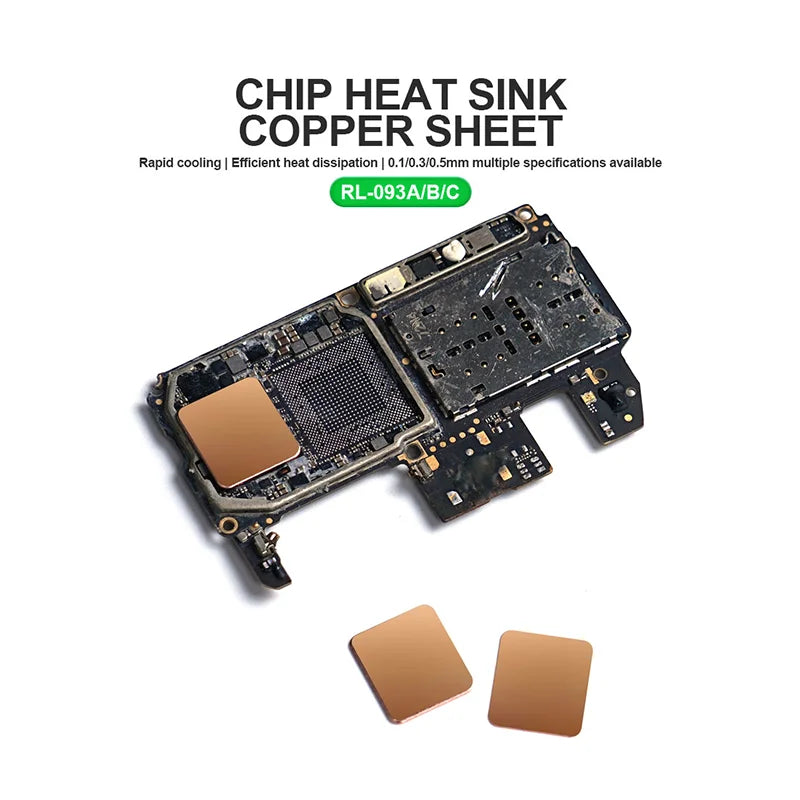 RELIFE RL-093A/B/C 50 Uds hoja de cobre de refrigeración de chip 0,1/0,3/0,5 m múltiples especificaciones se pueden seleccionar disipador de calor de cobre puro