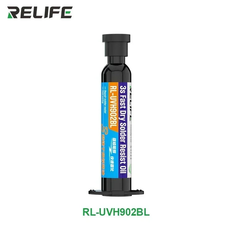 RELIFE RL-UVH902 UV Transparent Curing Solder Mask for Mobile Phone Repair Jumping Wire Quick Dry Curing Welding Paste Flux Oil