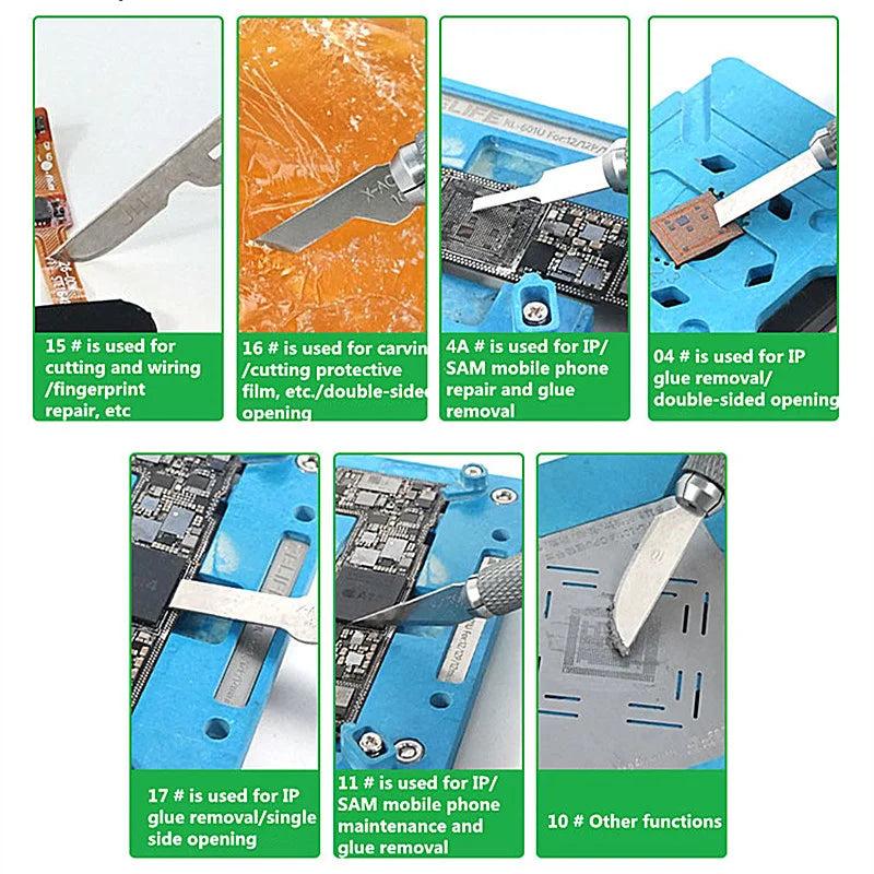 RELIFE RL-101B 8in1 Knife Set for Mobile Phone Maintenance High Toughness and Precision Motherboard Glue Removal Cutter Tool