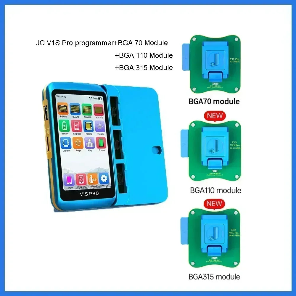 Programador JC V1S PRO BGA315 BGA110 BGA70 para iphone X-15PM iPad DFU pantalla púrpura sin desmontaje desvinculación WiFi lectura escritura SN