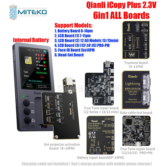 Qianli iCopy Plus 2,3 v 2025 Placa de prueba de batería para 7 8 8P X XR XSMAX 11PM 12 LCD vibrador transferencia programador EEPROM